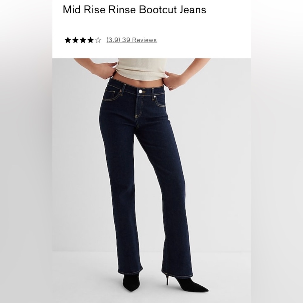 Express Dark Mid-Rise Rinse Bootcut Jeans